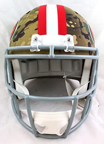 Deion Sanders Autographed 49ers F/S Camo Speed Helmet-Beckett W Hologram White - Image 4