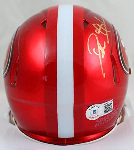Deion Sanders Autographed 49ers Flash Mini Helmet-Beckett W Hologram Gold - Image 2