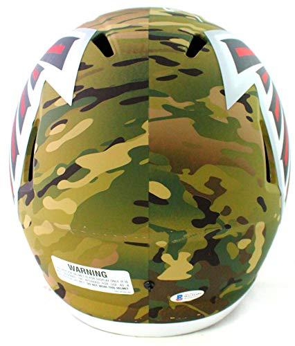 Deion Sanders Autographed Atlanta Falcons F/S Camo Speed Helmet - Beckett W Auth White - Image 3