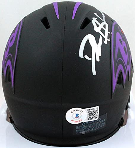 Deion Sanders Autographed Baltimore Ravens Eclipse Mini Helmet- Beckett W Silver - Image 2