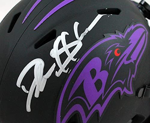 Deion Sanders Autographed Baltimore Ravens Eclipse Mini Helmet- Beckett W Silver - Image 3