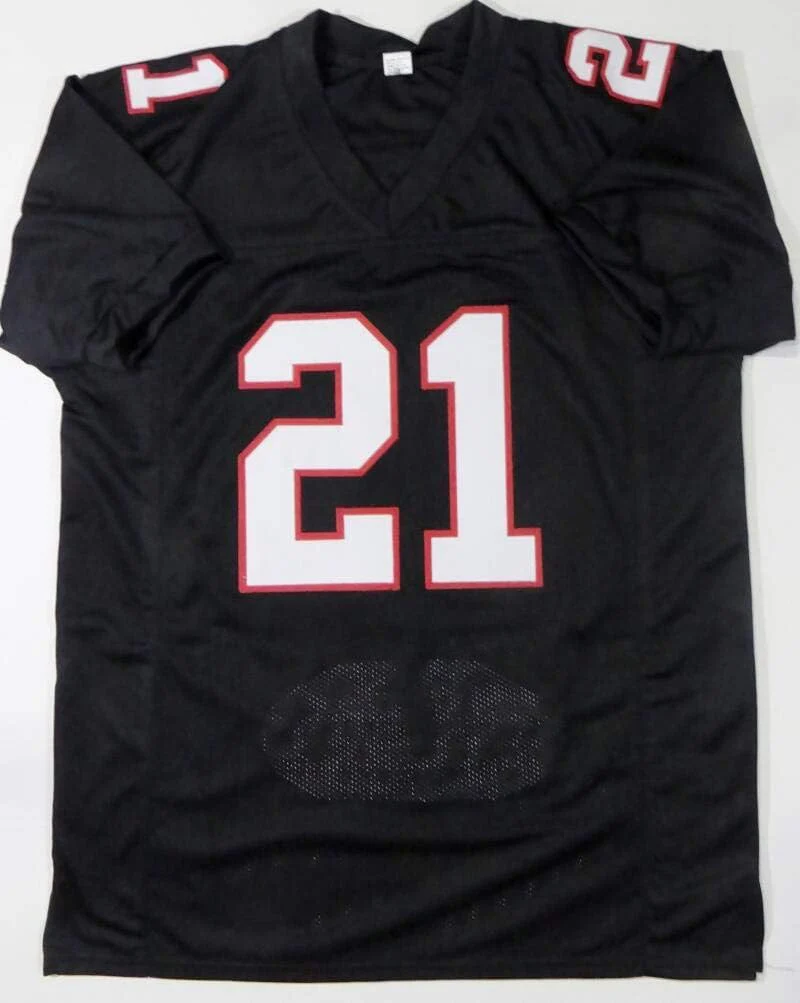 Deion Sanders Autographed Black Pro Style STAT Jersey- Beckett W *Black *1 - Image 2