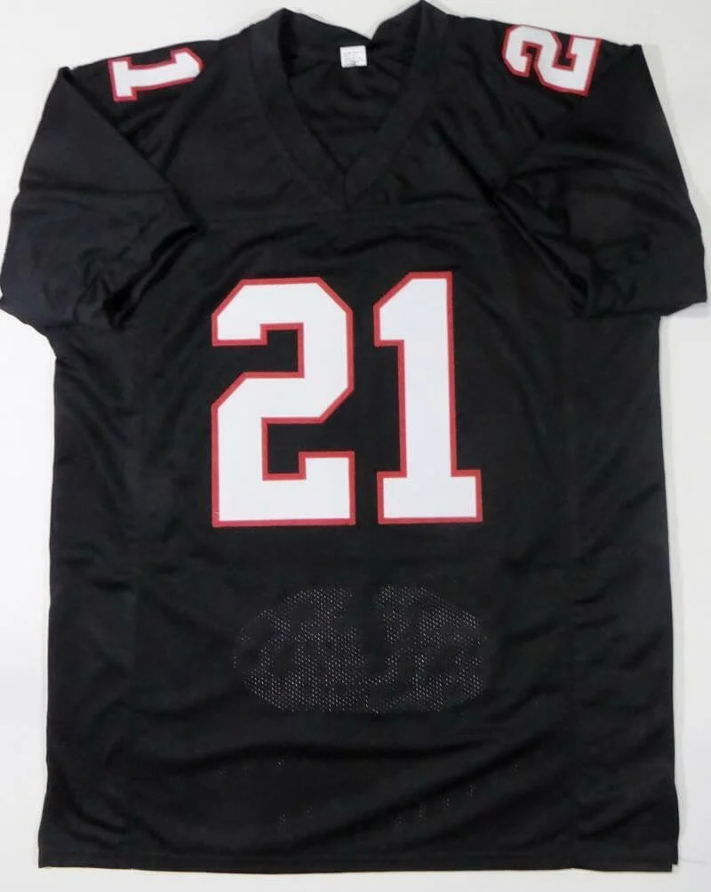 Deion Sanders Autographed Black Pro Style STAT Jersey- Beckett W *Black *1 - Image 6
