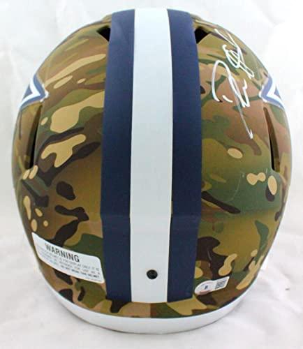 Deion Sanders Autographed Cowboys F/S Camo Speed Helmet-Beckett W Hologram White - Image 3