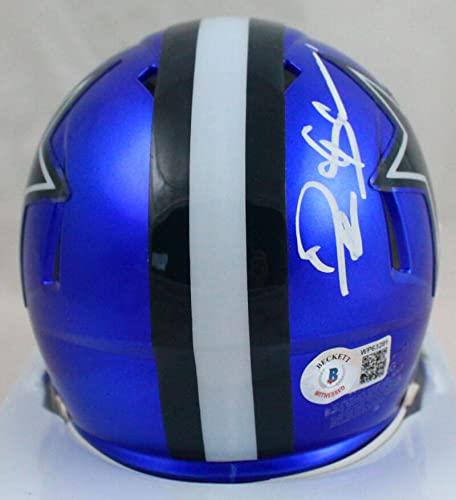 Deion Sanders Autographed Dallas Cowboys Flash Mini Helmet-Beckett W Hologram White - Image 2