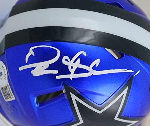 Deion Sanders Autographed Dallas Cowboys Flash Mini Helmet-Beckett W Hologram White - Image 3