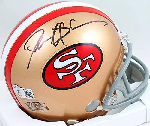 Deion Sanders Autographed San Francisco 49ers 64-95 Mini Helmet- Beckett W Black
