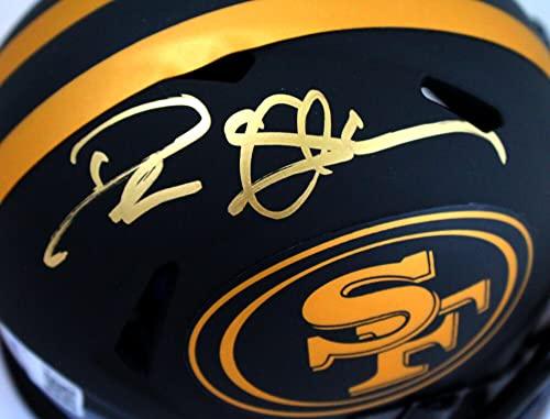 Deion Sanders Autographed San Francisco 49ers Eclipse Speed Mini Helmet- Beckett W Hologram Gold - Image 3