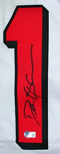 Deion Sanders Autographed White Pro Style Jersey-Beckett W Hologram Black - Image 3