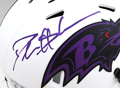 Deion Sanders Signed Baltimore Ravens Lunar Mini Helmet- Beckett W Holo Purple - Image 3