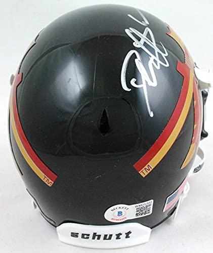 Deion Sanders Signed Florida State Black Schutt Mini Helmet- Beckett W Silver - Image 2