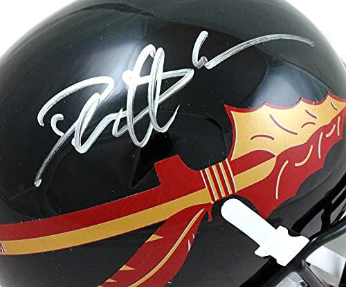 Deion Sanders Signed Florida State Black Schutt Mini Helmet- Beckett W Silver - Image 3