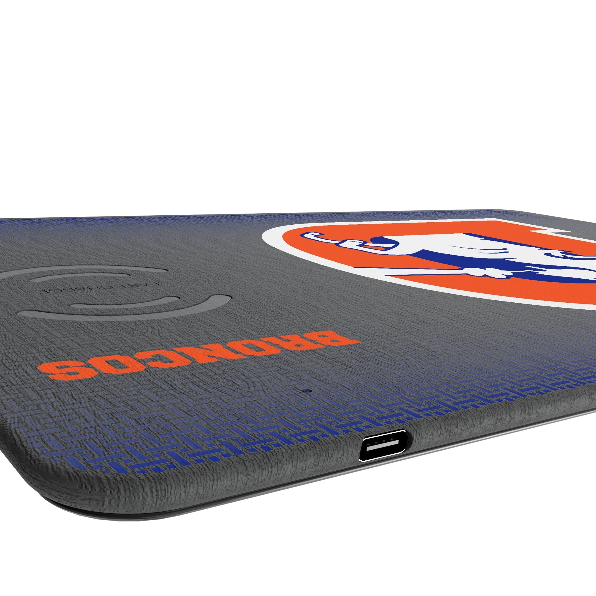 Denver Broncos 1993-1996 Historic Collection Linen 15-Watt Wireless Charger and Mouse Pad - Image 3