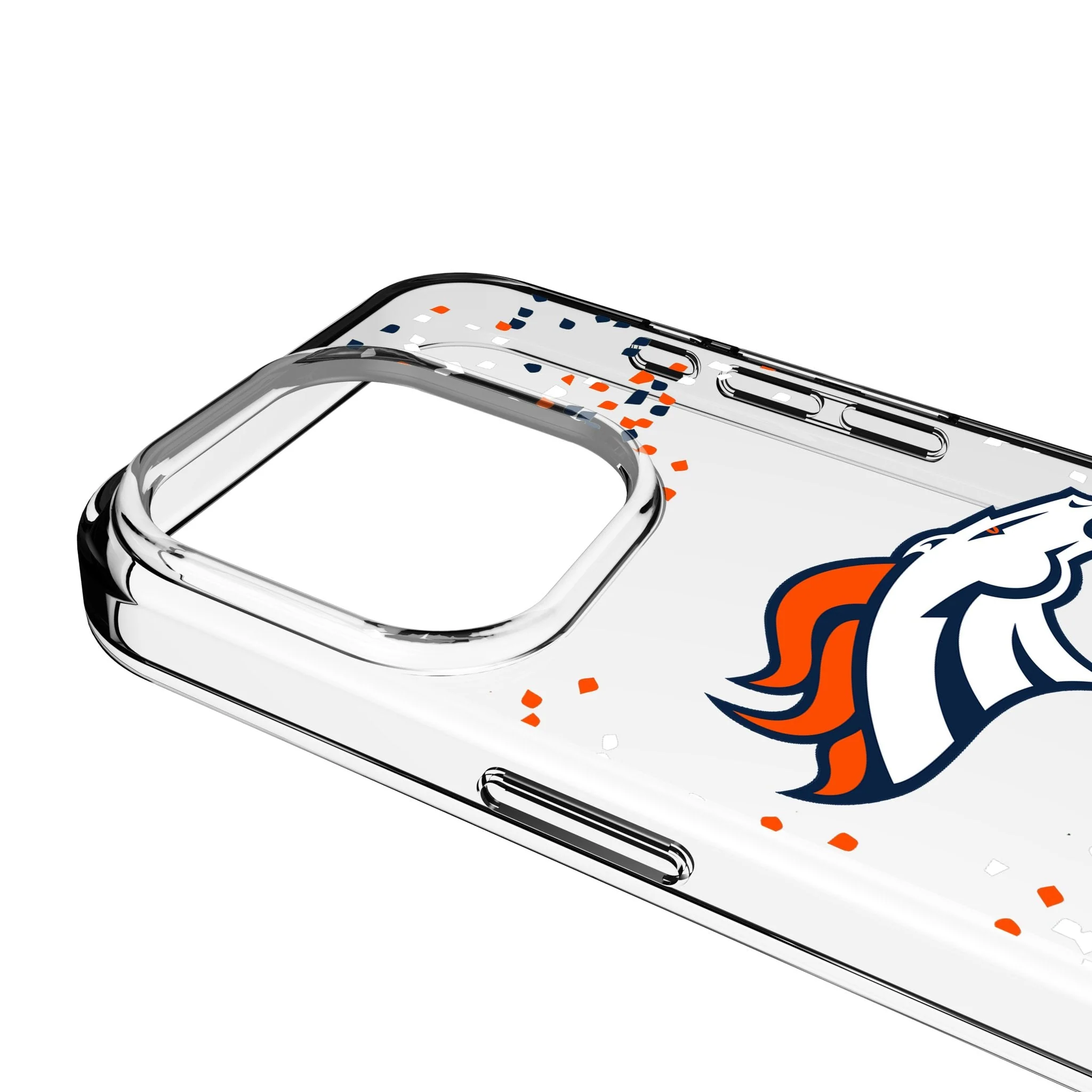 Denver Broncos Confetti Clear Phone Case for Apple iPhone - Image 3