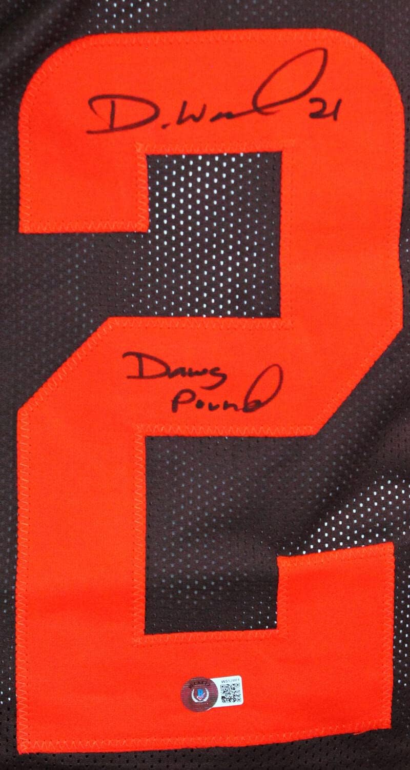 Denzel Ward Autographed Brown Pro Style Jersey w/Insc.-Beckett W Hologram *Black - Image 3