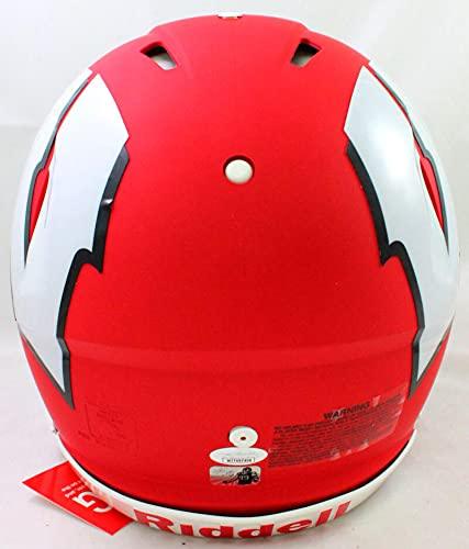Derek/TJ/JJ Watt Signed Wisconsin Badgers Amp Speed Authentic Helmet- JSA W Auth Silver - Image 3