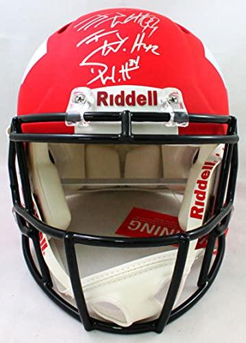 Derek/TJ/JJ Watt Signed Wisconsin Badgers Amp Speed Authentic Helmet- JSA W Auth Silver - Image 4