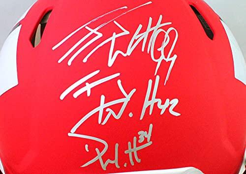 Derek/TJ/JJ Watt Signed Wisconsin Badgers Amp Speed Authentic Helmet- JSA W Auth Silver - Image 5