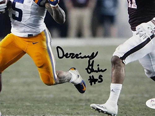 Derrius Guice Autographed LSU 8x10 Against Texas AM Photo - JSA W Auth Black - Image 2