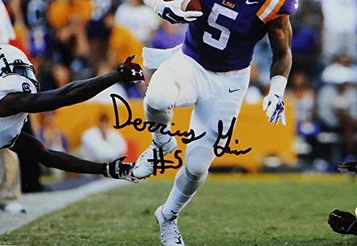 Derrius Guice Autographed LSU 8x10 Avoiding Tackle Photo - JSA W Auth Black - Image 2