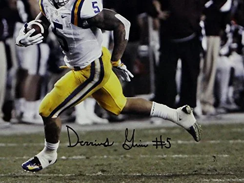 Derrius Guice Autographed LSU Tigers 16x20 Avoiding Tackle- JSA W Auth Black - Image 2