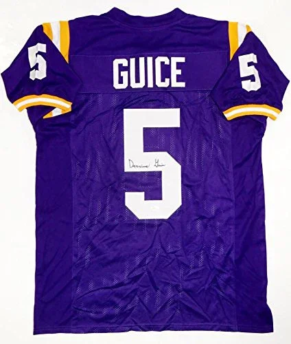 Derrius Guice Autographed Purple College Style Jersey- JSA Witness Auth