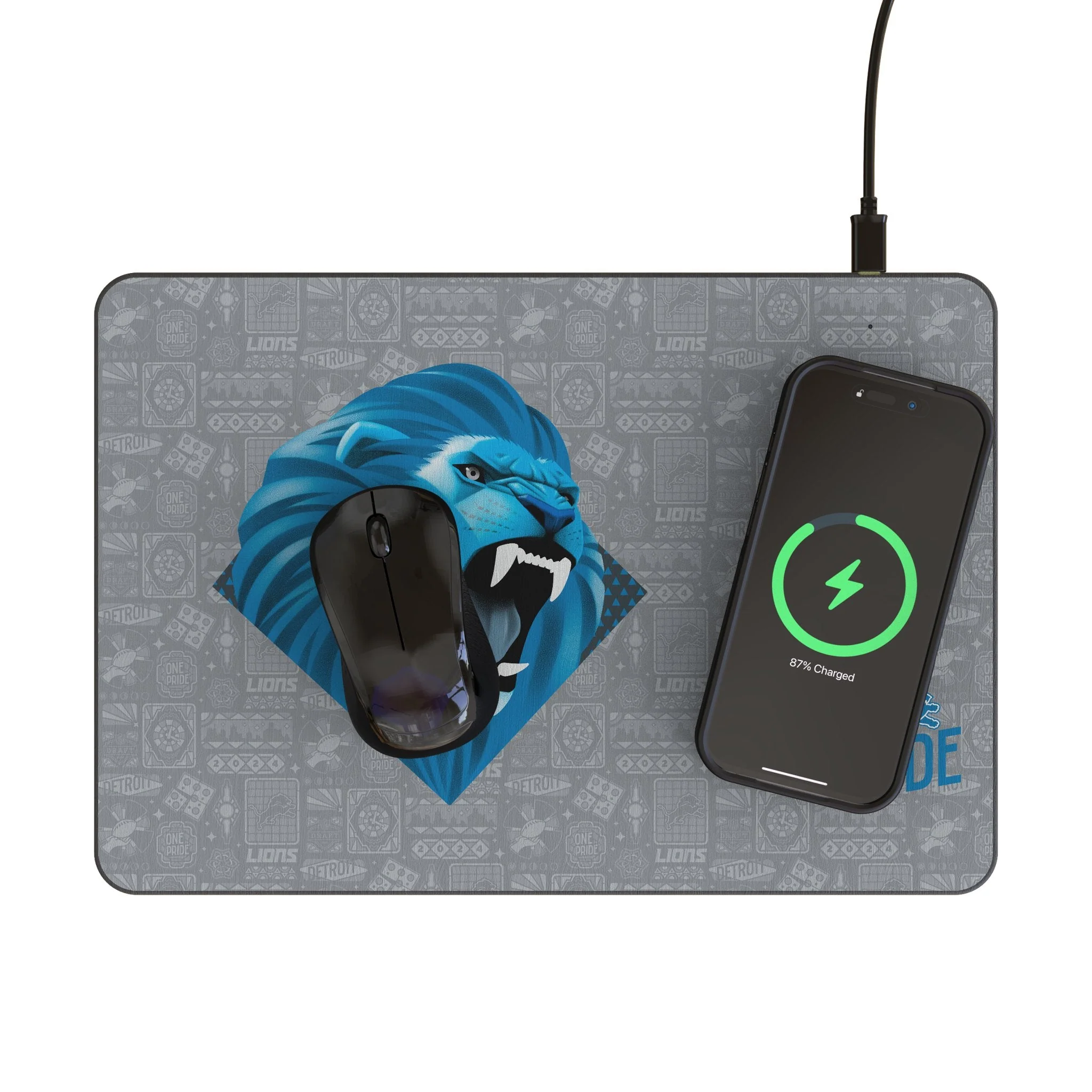 Detroit Lions 2024 Edition 15-Watt Wireless Charger and Mouse Pad - Image 2
