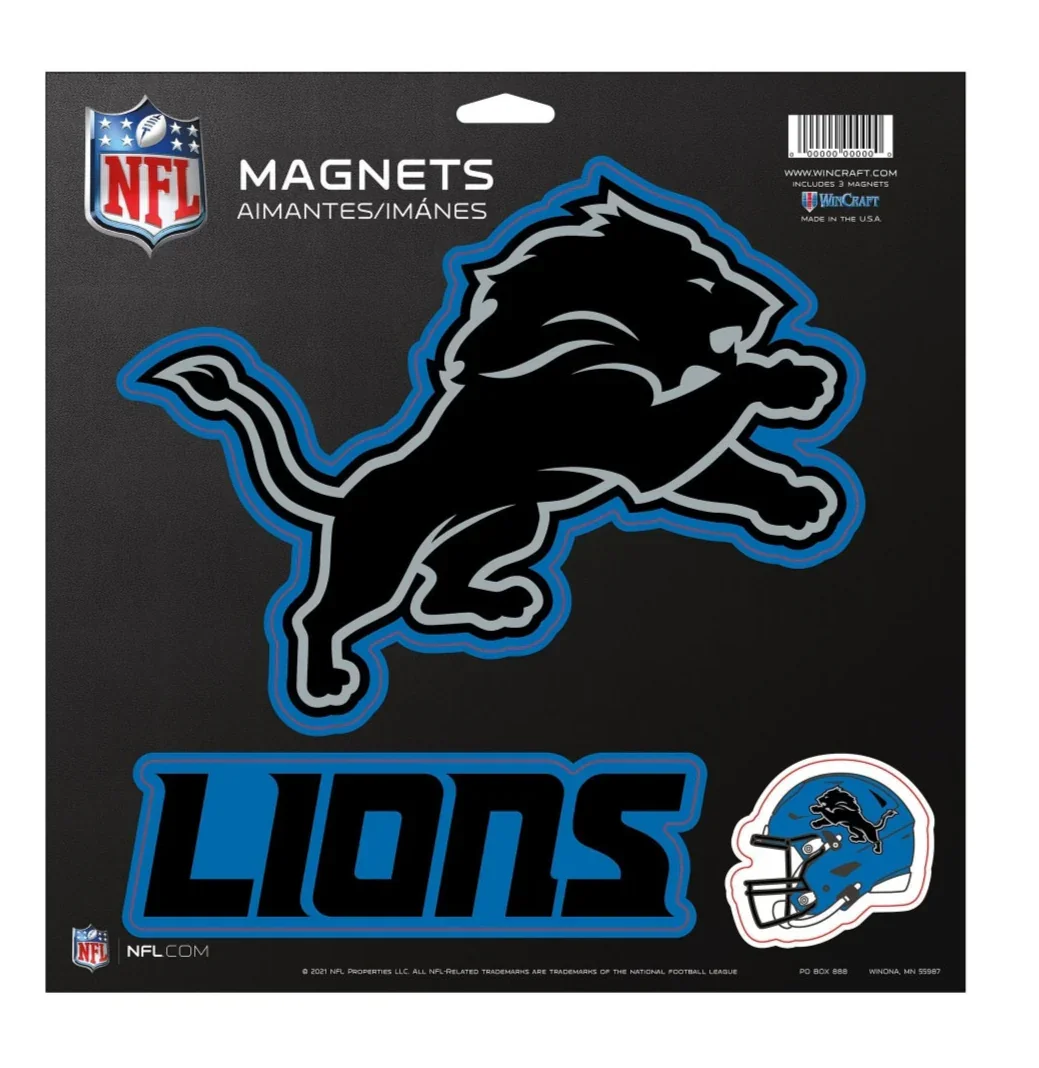 Detroit Lions Alternate Blk 3 Piece 11"x11" Magnet Sheet Set