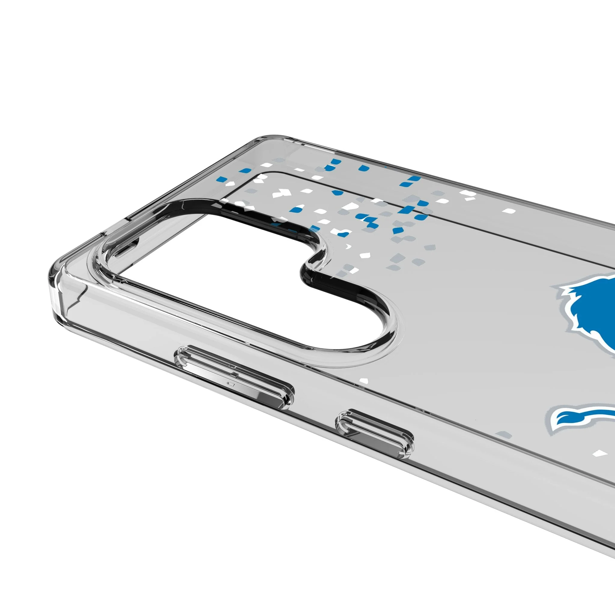 Detroit Lions Confetti Clear Phone Case for Samsung Galaxy - Image 3