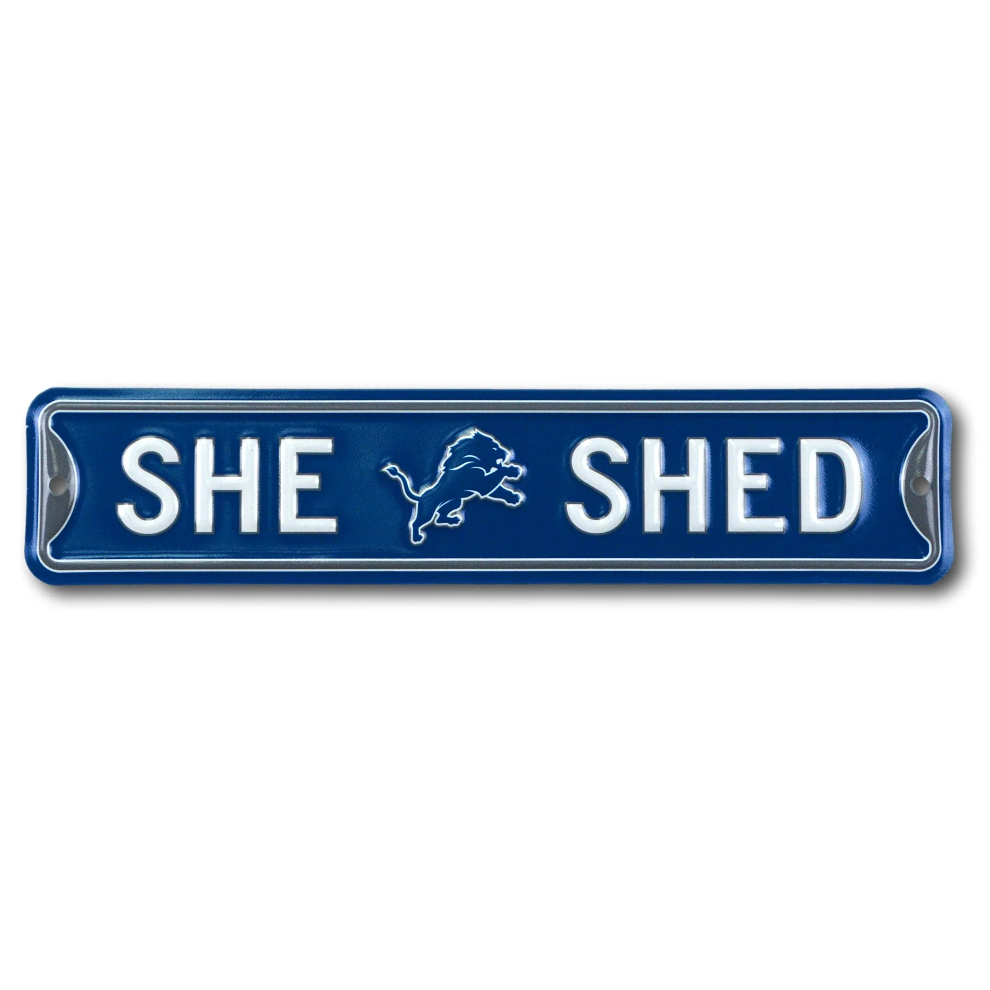 Detroit Lions - EMBOSSED SHE SHED - Steel Street Sign