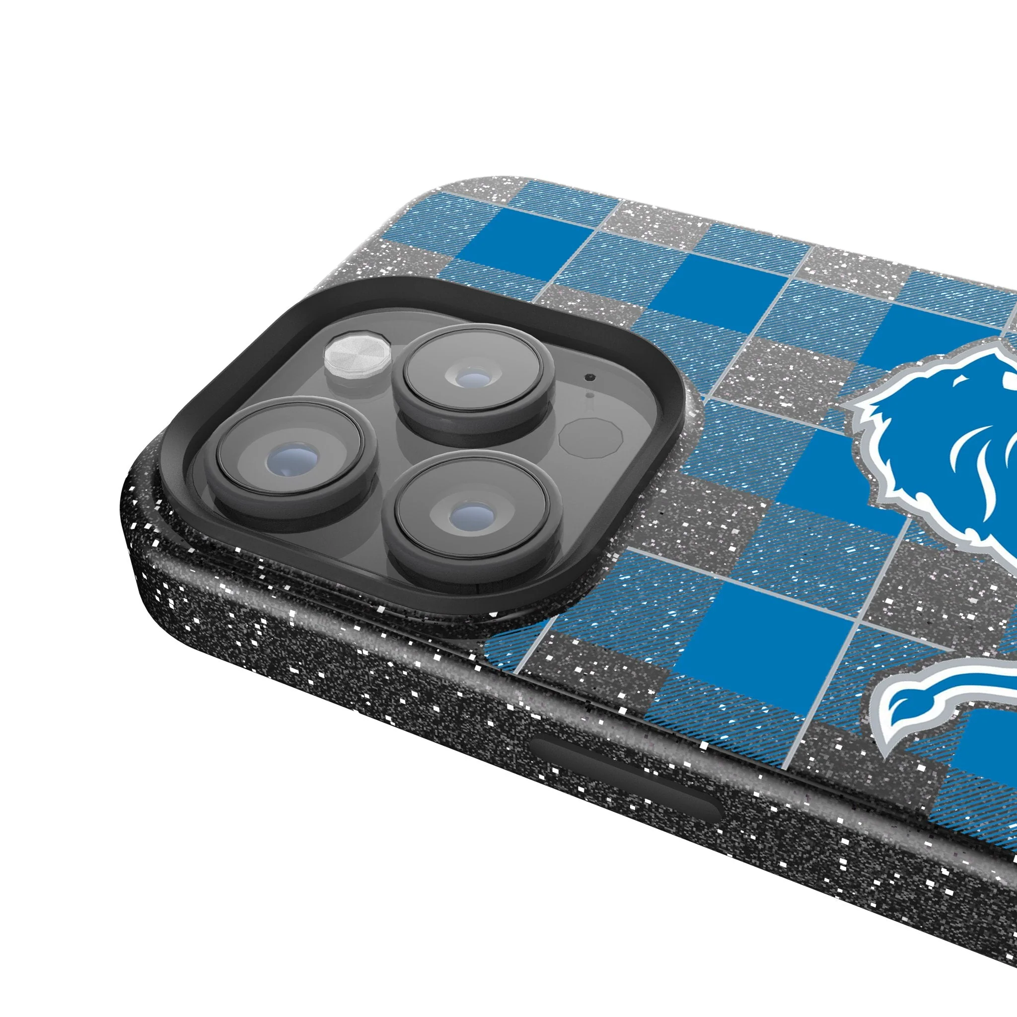 Detroit Lions Plaid Bling Phone Case - Image 4