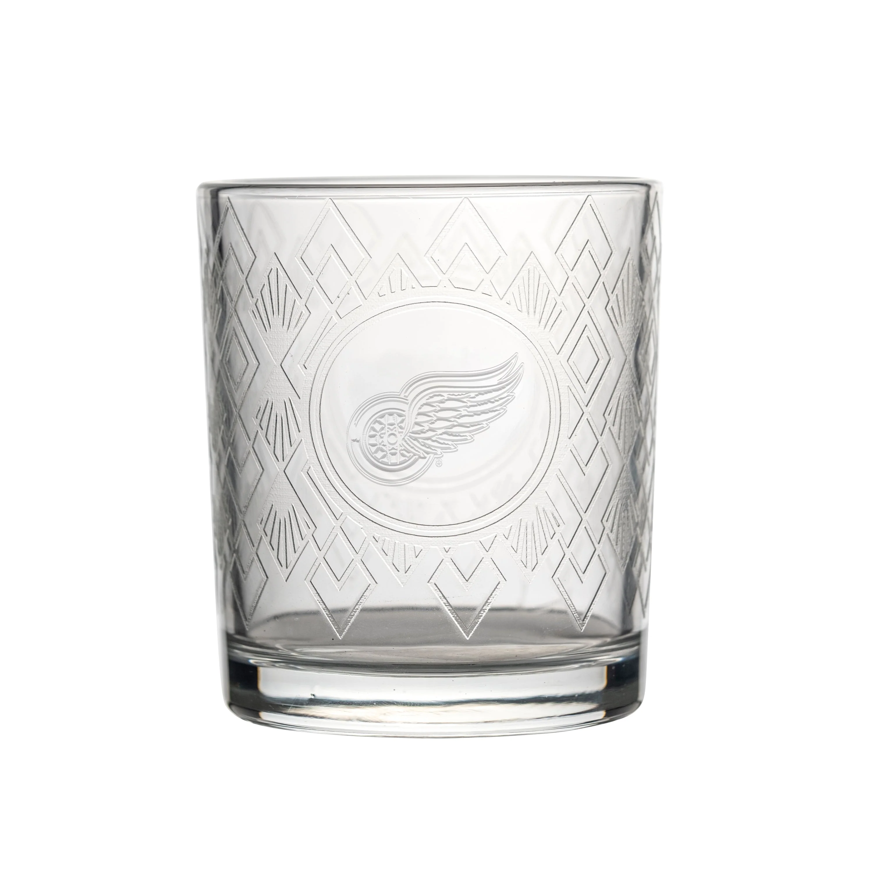 Detroit Red Wings 12oz Diamond Stained Rocks Glass
