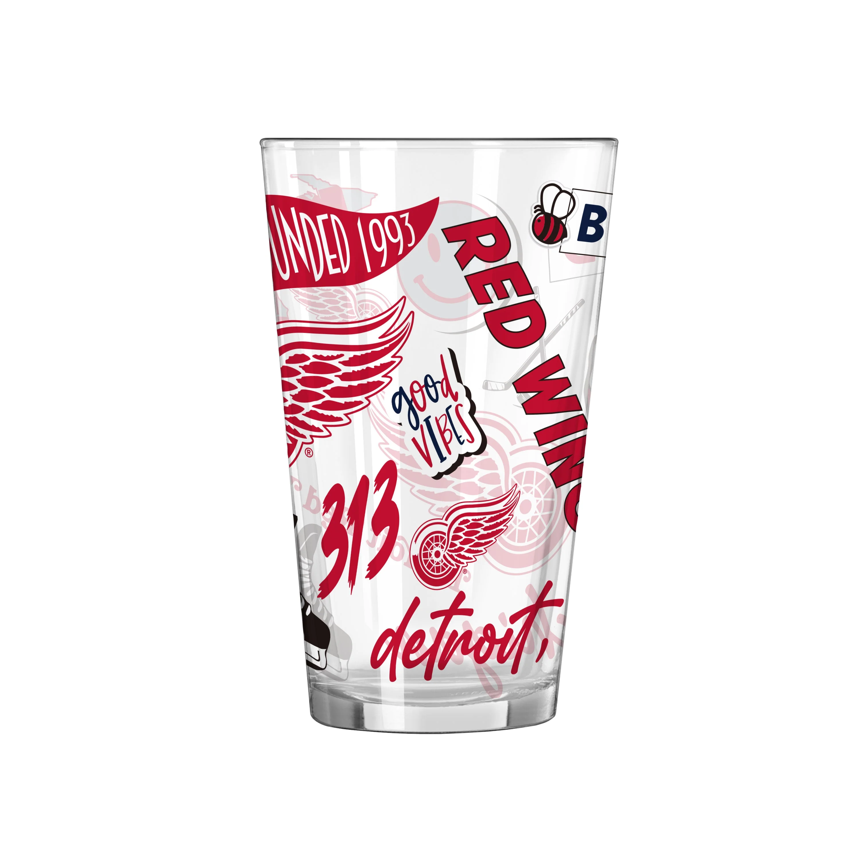 Detroit Red Wings 16oz Native Pint Glass - Image 2