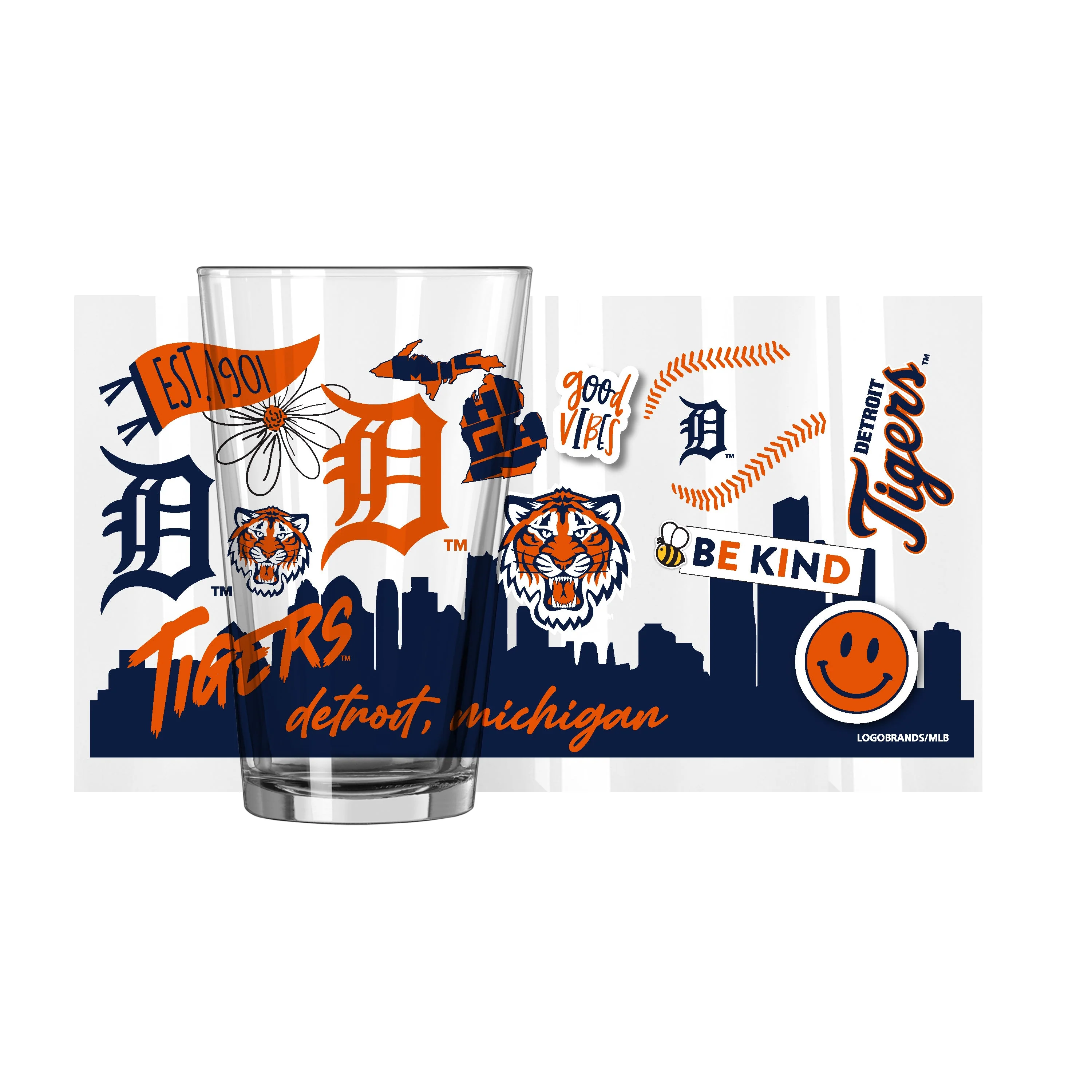 Detroit Tigers 16oz Native Pint Glass - Image 2