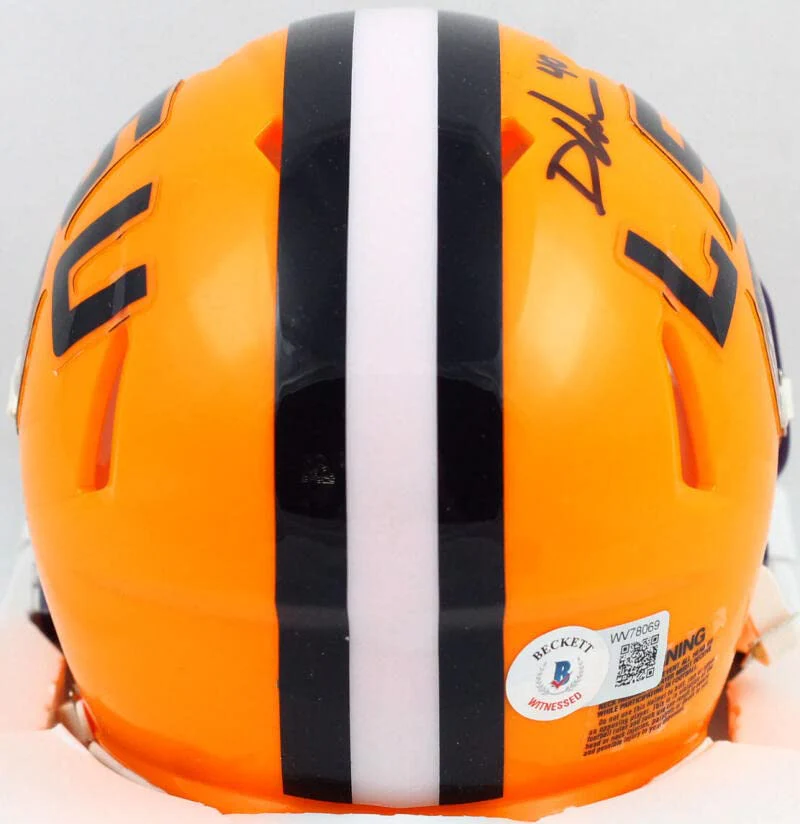 Devin White Autographed LSU Tigers Speed Mini Helmet-Beckett W Hologram Black - Image 4