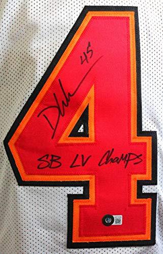 Devin White Autographed White Pro Style Jersey w/SB Champs- Beckett W Black - Image 3