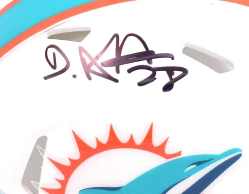 De'Von Achane Autographed Dolphins Speed Mini Helmet-Beckett W Hologram Black - Image 7