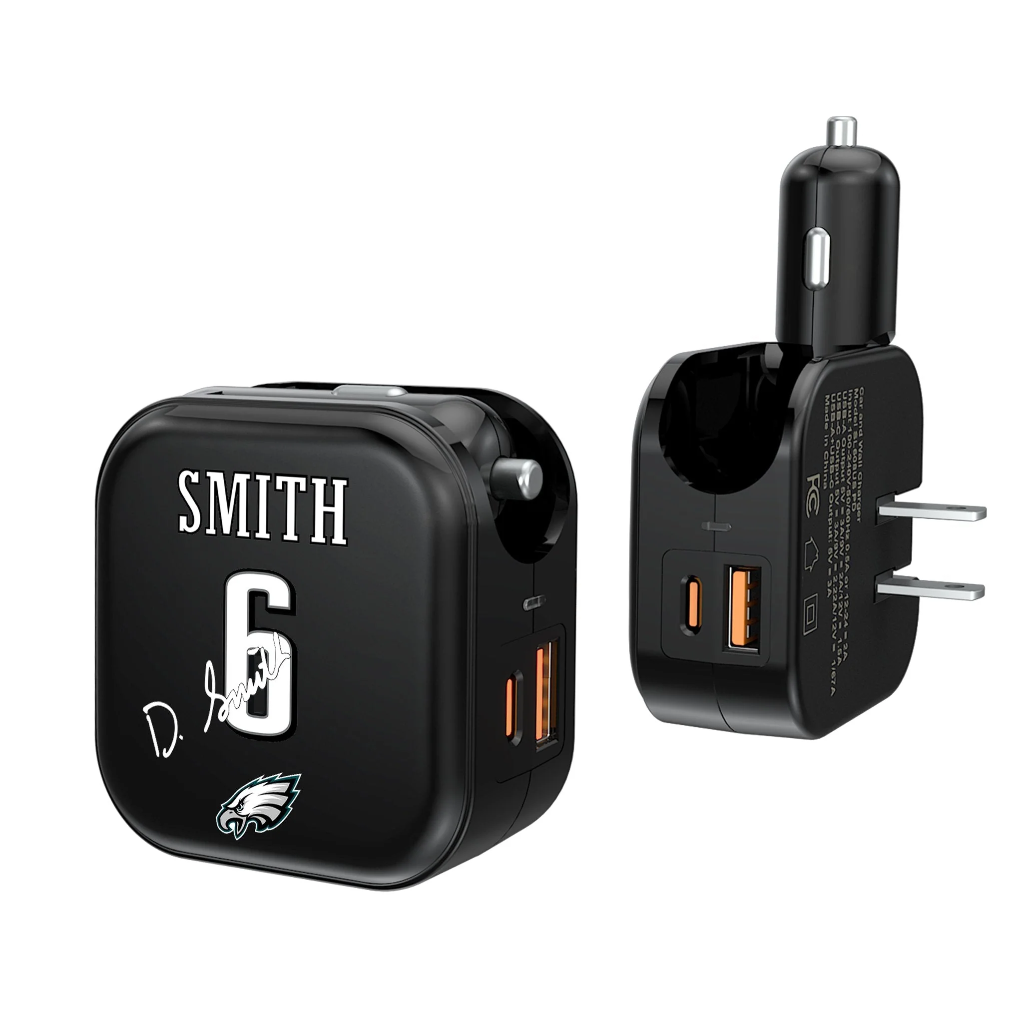 DeVonta Smith Philadelphia Eagles 6 Ready 2 in 1 USB A/C Charger
