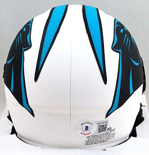DJ Moore Autographed Carolina Panthers Lunar Speed Mini Helmet - Beckett W Baby Blue - Image 2