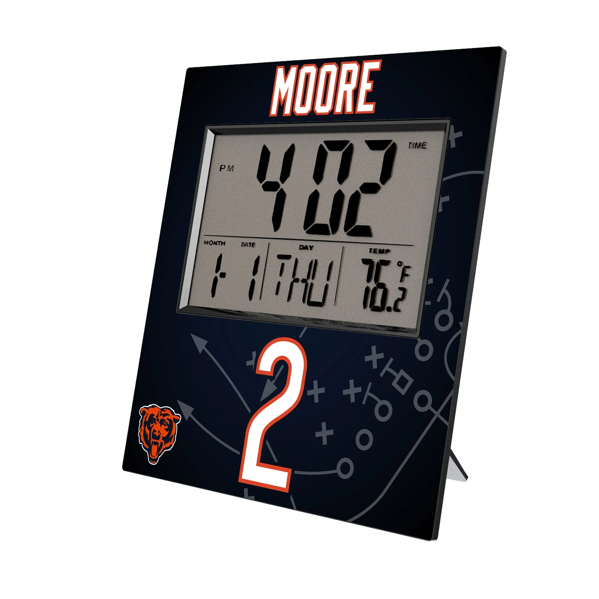 DJ Moore Chicago Bears 2 Game Tactic Wall Clock