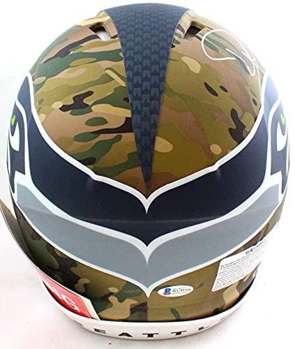 DK Metcalf Autographed Seahawks Authentic Camo F/S Helmet- Beckett W White - Image 3