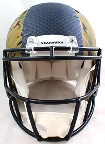 DK Metcalf Autographed Seahawks Authentic Camo F/S Helmet- Beckett W White - Image 4