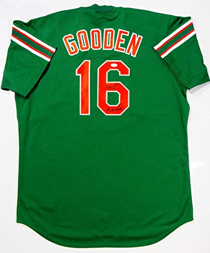 Doc Gooden Signed New York Mets Green Majestic Jersey w/ 86 WS Champs-JSA W Auth - Image 5