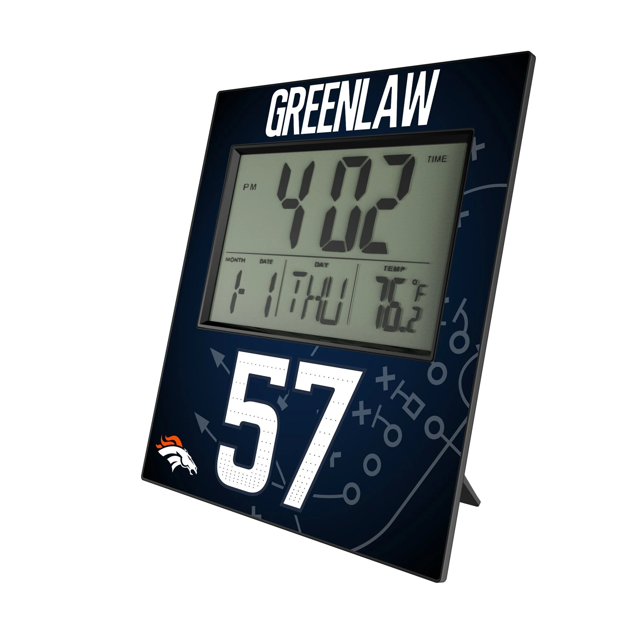 Dre Greenlaw Denver Broncos 57 Game Tactic Wall Clock