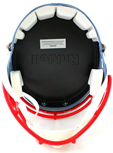 Drew Bledsoe Autographed Patriots Full Size AMP Speed Helmet w/Insc- Beckett Silver - Image 2