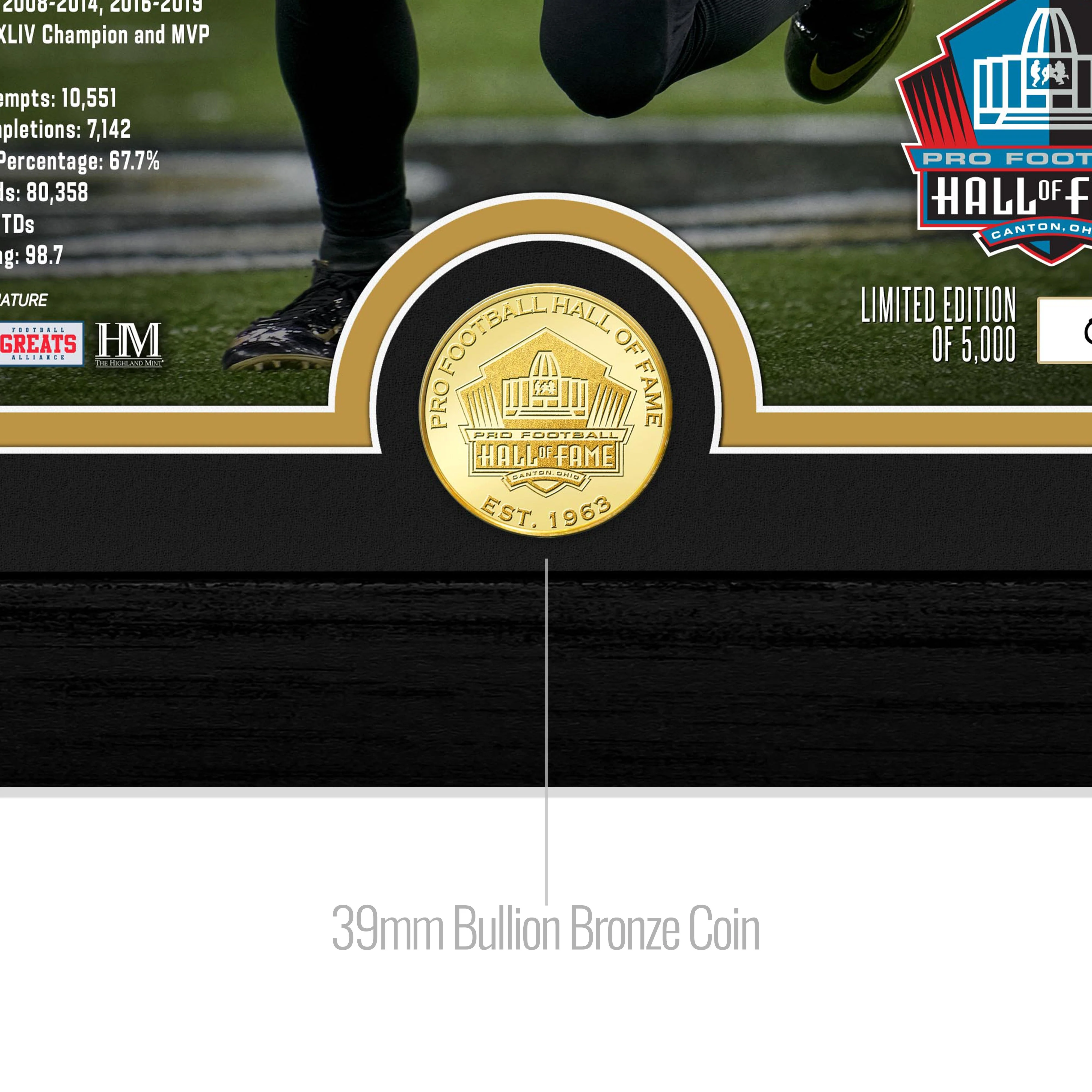 Drew Brees 2026 NFL Hall of Fame Induction Bronze Coin Photo Mint - Image 2
