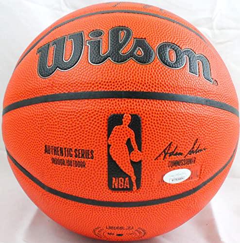 Drexler/Olajuwon Autographed Wilson NBA Basketball - JSA Witnessed Black - Image 2