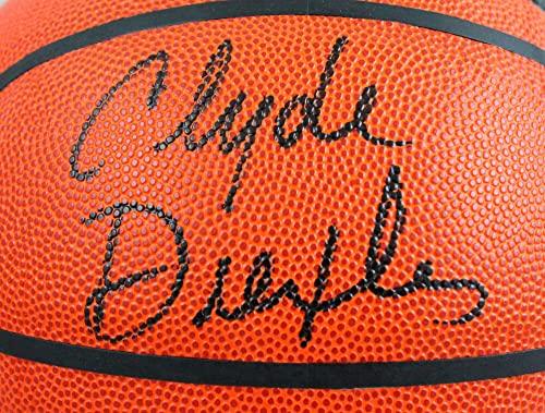 Drexler/Olajuwon Autographed Wilson NBA Basketball - JSA Witnessed Black - Image 4