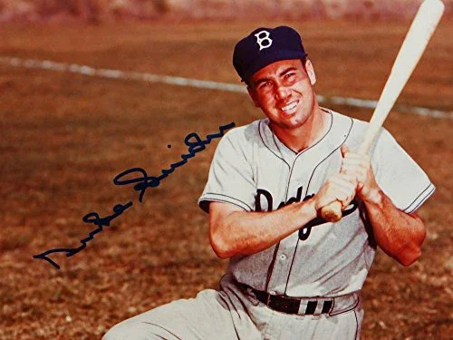 Duke Snider Autographed Dodgers 8x10 Kneeling Holding Bat Photo- JSA Auth Blue - Image 2
