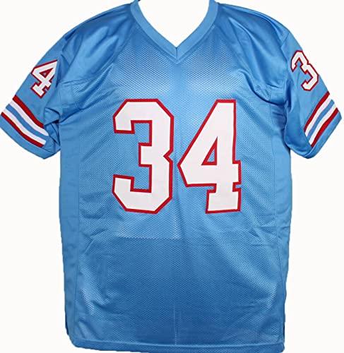 Earl Campbell Autographed Blue Pro Style Stat 4 Jersey With HOF- JSA W Black - Image 2
